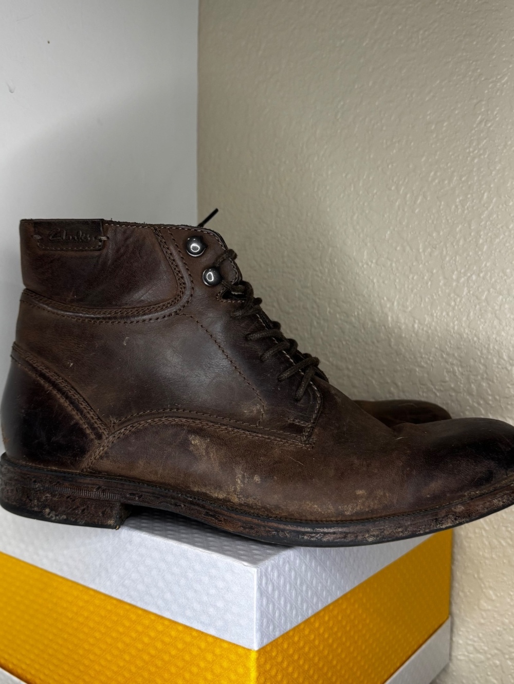 Clarks Brown Leather Lace Up Ankle Boots Men’s 8M UK 7 EU 41